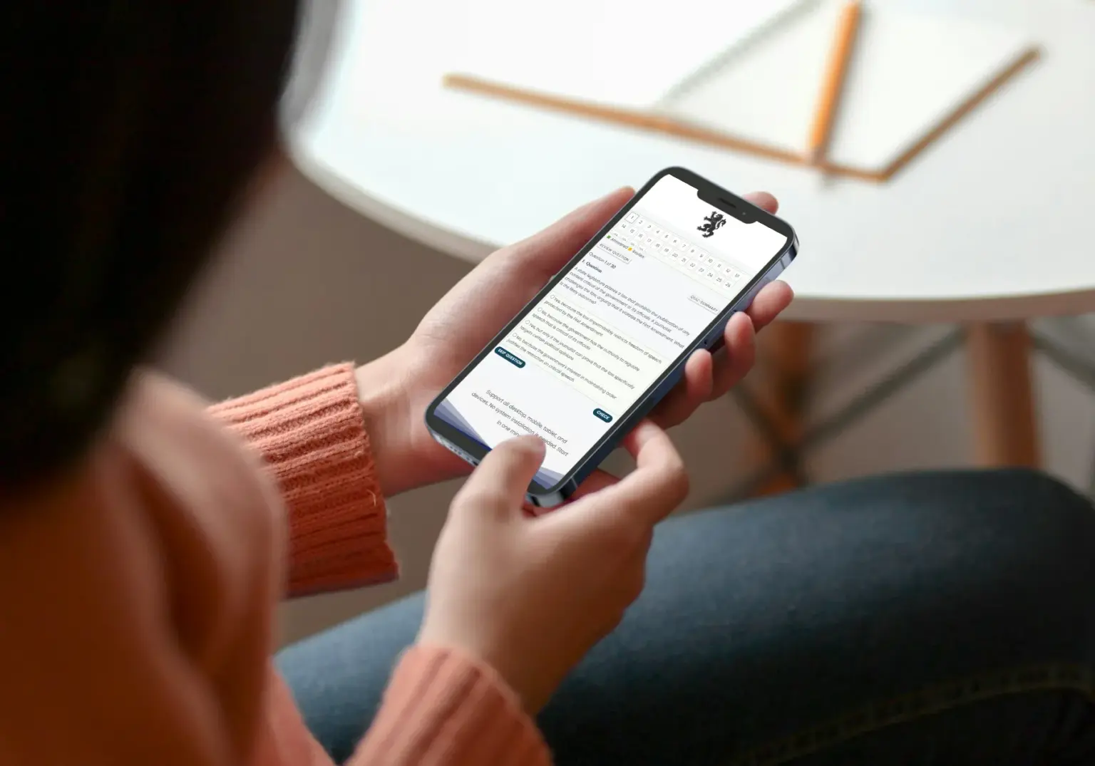 Candidate using Hypnotherapy Exam on mobile